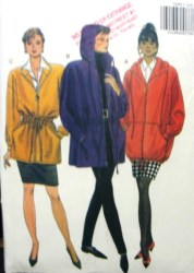 5089 Butterick UNLINED LONG COLLAR/  HOOD DRAWSTRNG JACKET EZ PATTERN 6-22 3 Sizes Choice Uncut